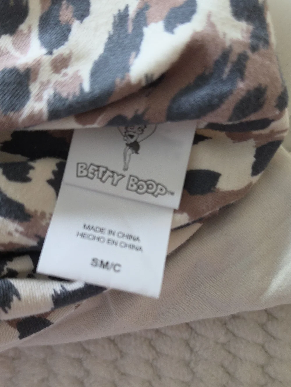 Betty Boop Graphic Strapless Tube Top - Cream Brand New